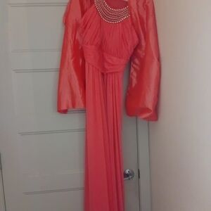Elegant Coral Evening Gown